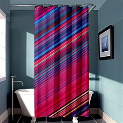 Boho Pink Blue Stripes Shower Curtain 36  X 72  (stall)  by SpinnyChairDesigns