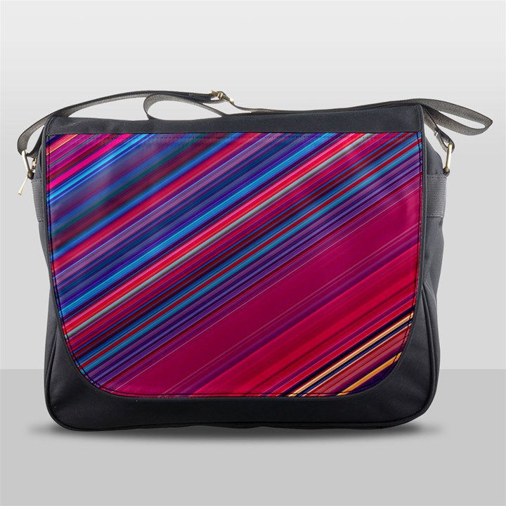 Boho Pink Blue Stripes Messenger Bag