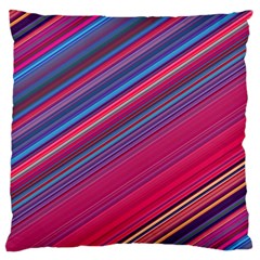 Boho Pink Blue Stripes Large Cushion Case (two Sides) by SpinnyChairDesigns