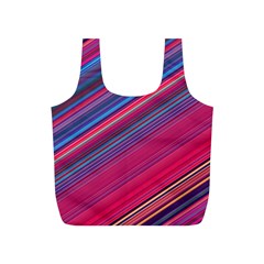 Boho Pink Blue Stripes Full Print Recycle Bag (s) by SpinnyChairDesigns