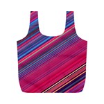 Boho Pink Blue Stripes Full Print Recycle Bag (M) Front