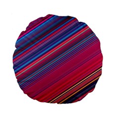 Boho Pink Blue Stripes Standard 15  Premium Flano Round Cushions by SpinnyChairDesigns