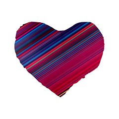 Boho Pink Blue Stripes Standard 16  Premium Flano Heart Shape Cushions by SpinnyChairDesigns