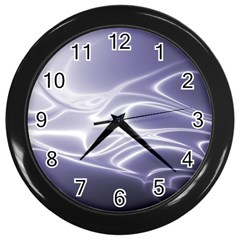 Violet Glowing Swirls Wall Clock (black) by SpinnyChairDesigns