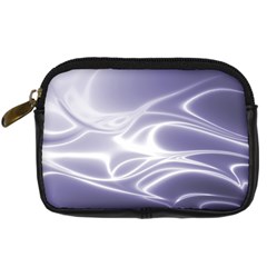 Violet Glowing Swirls Digital Camera Leather Case by SpinnyChairDesigns