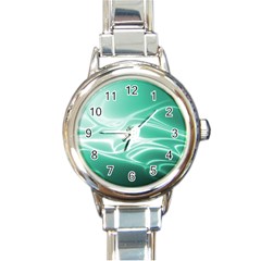 Biscay Green Glow Round Italian Charm Watch by SpinnyChairDesigns