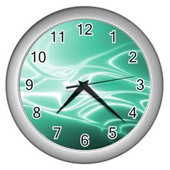 Biscay Green Glow Wall Clock (silver) by SpinnyChairDesigns