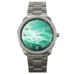 Biscay Green Glow Sport Metal Watch by SpinnyChairDesigns