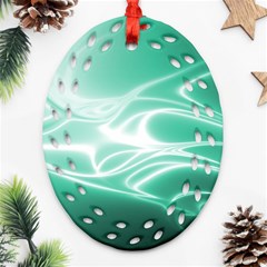 Biscay Green Glow Ornament (oval Filigree) by SpinnyChairDesigns