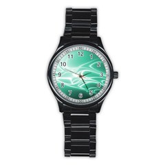 Biscay Green Glow Stainless Steel Round Watch by SpinnyChairDesigns