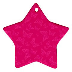 Magenta Pink Butterflies Pattern Ornament (star) by SpinnyChairDesigns