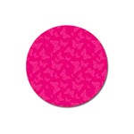 Magenta Pink Butterflies Pattern Magnet 3  (Round) Front