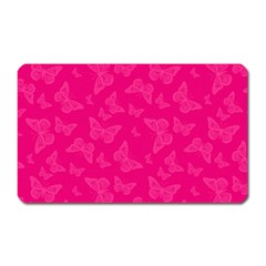 Magenta Pink Butterflies Pattern Magnet (rectangular) by SpinnyChairDesigns