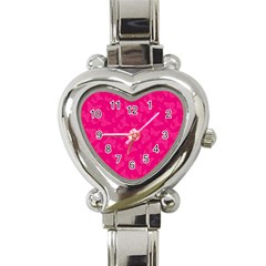 Magenta Pink Butterflies Pattern Heart Italian Charm Watch by SpinnyChairDesigns