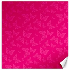 Magenta Pink Butterflies Pattern Canvas 12  X 12  by SpinnyChairDesigns