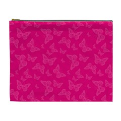 Magenta Pink Butterflies Pattern Cosmetic Bag (xl) by SpinnyChairDesigns