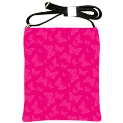 Magenta Pink Butterflies Pattern Shoulder Sling Bag by SpinnyChairDesigns