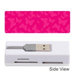 Magenta Pink Butterflies Pattern Memory Card Reader (Stick) Front