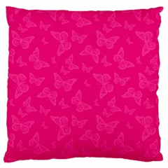 Magenta Pink Butterflies Pattern Large Cushion Case (two Sides) by SpinnyChairDesigns