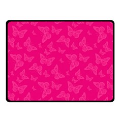 Magenta Pink Butterflies Pattern Double Sided Fleece Blanket (small)  by SpinnyChairDesigns