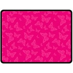 Magenta Pink Butterflies Pattern Double Sided Fleece Blanket (Large)  80 x60  Blanket Front