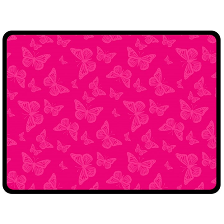 Magenta Pink Butterflies Pattern Double Sided Fleece Blanket (Large) 