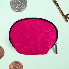 Magenta Pink Butterflies Pattern Accessory Pouch (small) by SpinnyChairDesigns