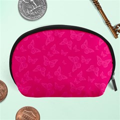 Magenta Pink Butterflies Pattern Accessory Pouch (large) by SpinnyChairDesigns