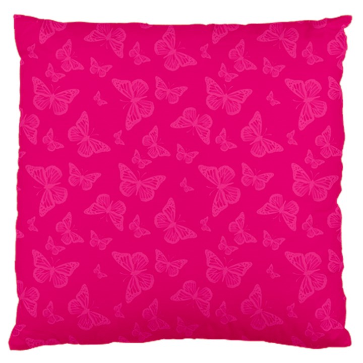 Magenta Pink Butterflies Pattern Standard Flano Cushion Case (One Side)