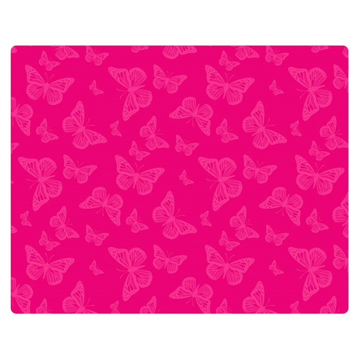 Magenta Pink Butterflies Pattern Double Sided Flano Blanket (Medium) 