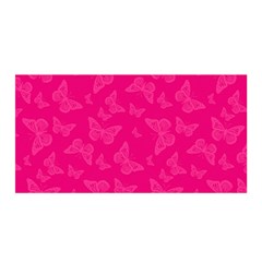 Magenta Pink Butterflies Pattern Satin Wrap by SpinnyChairDesigns