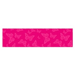 Magenta Pink Butterflies Pattern Satin Scarf (oblong) by SpinnyChairDesigns