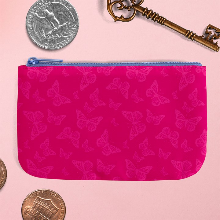 Magenta Pink Butterflies Pattern Large Coin Purse