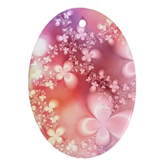 Boho Pastel Pink Floral Print Ornament (oval) by SpinnyChairDesigns