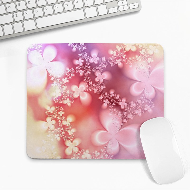 Boho Pastel Pink Floral Print Large Mousepads