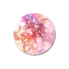 Boho Pastel Pink Floral Print Magnet 3  (round) by SpinnyChairDesigns