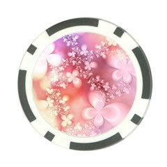 Boho Pastel Pink Floral Print Poker Chip Card Guard by SpinnyChairDesigns