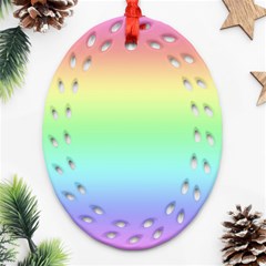 Pastel Rainbow Ombre Oval Filigree Ornament (two Sides) by SpinnyChairDesigns