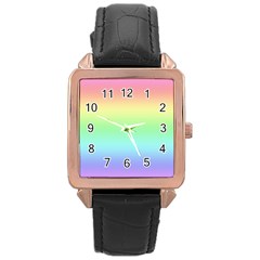 Pastel Rainbow Ombre Rose Gold Leather Watch  by SpinnyChairDesigns