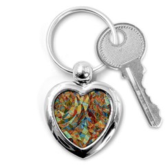 Boho Colorful Mosaic Key Chain (heart) by SpinnyChairDesigns