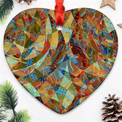 Boho Colorful Mosaic Heart Ornament (two Sides) by SpinnyChairDesigns