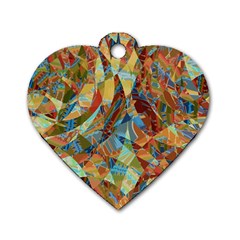 Boho Colorful Mosaic Dog Tag Heart (one Side) by SpinnyChairDesigns