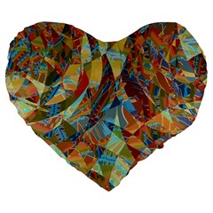 Boho Colorful Mosaic Large 19  Premium Flano Heart Shape Cushions by SpinnyChairDesigns