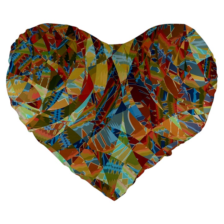 Boho Colorful Mosaic Large 19  Premium Flano Heart Shape Cushions