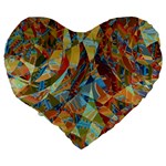 Boho Colorful Mosaic Large 19  Premium Flano Heart Shape Cushions Back