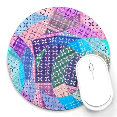 Boho Patchwork Round Mousepads by SpinnyChairDesigns