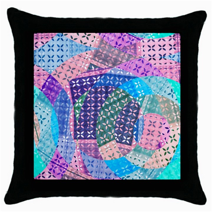 Boho Patchwork Throw Pillow Case (Black)