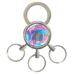 Boho Patchwork 3-ring Key Chain by SpinnyChairDesigns