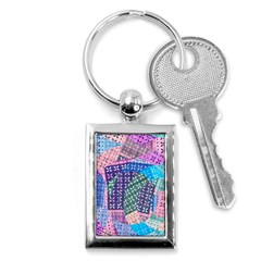 Boho Patchwork Key Chain (rectangle) by SpinnyChairDesigns