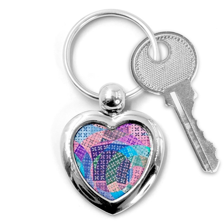 Boho Patchwork Key Chain (Heart)